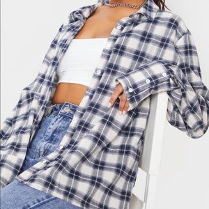 prettylittlething oversized flannel